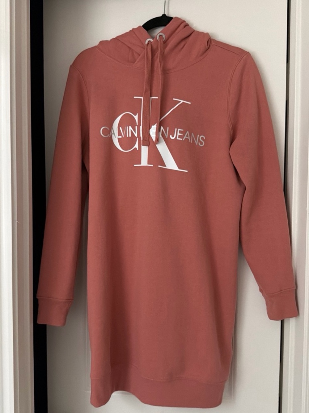 Calvin Klein Rose Dusty Pink Logo Hoodie Dress